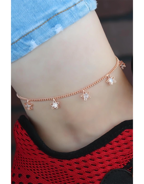 Zirkon Taşlı Rose Renk Yıldızlı Hal Hal