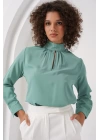 0418 Pencere Detaylı Bluz - Su Yeşili