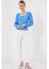 0442 Uzun Kollu Bluz - Saks