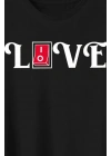 14 Şubat Sevgililer Günü Love Baskılı Oversize Bisiklet Yaka T-shirt - Siyah