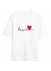 14 Şubat Tişört Sevgililer Günü İçin Özel Tasarım Love Baskılı T-shirt - Beyaz