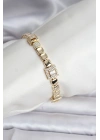 14K Gold Renk Kaplama Zirkon Taşlı CM Kadın Bileklik