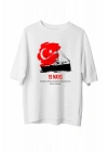 19 Mayıs Atatürkü Anma Gençlik Ve Spor Bayramı Baskılı Oversize T-shirt - Beyaz
