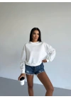 2 iplik bisiklet yaka sweat beyaz f2339