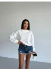 2 iplik bisiklet yaka sweat beyaz f2339