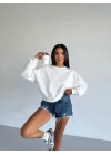 2 iplik bisiklet yaka sweat beyaz f2339