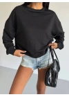 2 iplik bisiklet yaka sweat siyah f2339