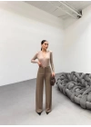 230 Gr Poly Viscose Lycra Metal Düğme Palazzo Pantolon