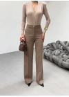 230 Gr Poly Viscose Lycra Metal Düğme Palazzo Pantolon