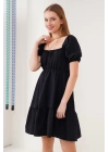 2351 Kloş Poplin Elbise - Siyah