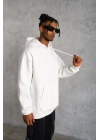 3 İplik Kapşonlu Sweatshirt Hoodie - Beyaz