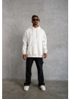 3 İplik Kapşonlu Sweatshirt Hoodie - Beyaz