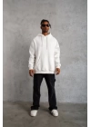 3 İplik Kapşonlu Sweatshirt Hoodie - Beyaz