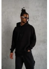 3 İplik Kapşonlu Sweatshirt Hoodie - Siyah