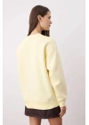 3 iplik şardonlu bisiklet yaka sweatshirt sarı
