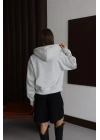 3 iplik şardonlu kapşonlu hoodie frm gri p510437