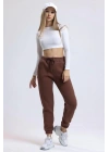3 iplik şardonlu paça lastikli eşofman kahve is001