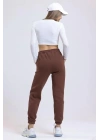 3 iplik şardonlu paça lastikli eşofman kahve is001
