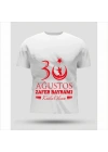 30 Ağustos Zafer Bayramı Baskılı Oversize Bisiklet Yaka T-shirt - Beyaz