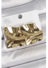 316 Çelik Gold Renk Dalgalı Plaka Kare Model Kadın Küpe