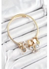 316L Çelik Beyaz Zirkon Taşlı Kelebek Model Gold Renk Charm Bileklik