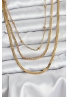 316L Çelik Gold Renk 3lü Kadın Kolye