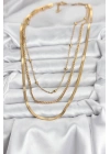 316L Çelik Gold Renk 3lü Kadın Kolye
