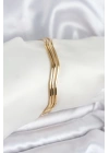 316L Çelik Gold Renk 65 mm Ajda Zikzak Model 3lü Kadın Bileklik