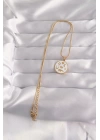 316L Çelik Gold Renk Beyaz Mineli Karışık Figürlü Tarot Kolye