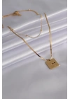 316L Çelik Gold Renk İtalyan Zincir You & Me İşleme Kadın Kolye