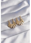 316L Çelik Gold Renk Kabartmalı Görünüm Küpe