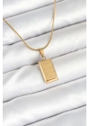 316L Çelik Gold Renk Külçe Altın Model Kolye