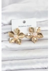 316L Çelik Gold Renk Lotus Çiçek Model Kadın Küpe