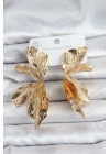 316L Çelik Gold Renk Lotus Yaprak Kadın Küpe