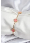 316L Çelik Gold Renk Pembe Baby Boy Yonca Kadın Bileklik
