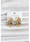 316L Çelik Gold Renk Yarım Halka Model Kadın Küpe