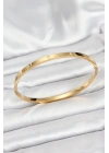 316L Çelik Gold Renk Zirkon Taşlı 65 mm İnce Kadın Kelepçe Bileklik