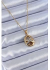 316L Çelik Gold Renk Zirkon Taşlı Kadın Kolye