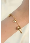 316L Çelik Gold Renk Zirkon Taşlı Kalp Model Bileklik