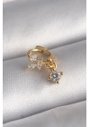 316L Çelik Gold Renk Zirkon Taşlı Kelebek Sallantı Detay Tragus Piercing
