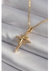 316L Çelik Gold Renk Zirkon Taşlı Kutup Yıldızı Model Kadın Kolye
