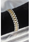 316L Çelik Gold ve Gümüş Renk 12 mm Kalınlık Erkek Bileklik