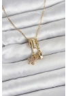 316L Çelik Gold Zirkon Taşlı Deniz Tema Charmlı Kadın Kolye