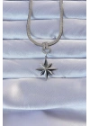 316L Çelik Gümüş Renk Zirkon Taşlı İtalyan Zincirli Kutup Yıldızı Kolye