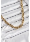 316L Çelik Halat Model Gold Renk Kadın Kolye