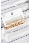 316L Çelik Halka Model Gold Renk 3lü Set Kadın Küpe