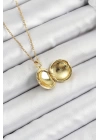 316L Çelik Zincir Açılabilir Sanatsal Vintage Çiçek Model Gold Renk Kadın Kolye
