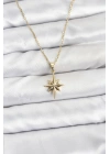 316L Çelik Zincir Gold Renk Kutup Yıldızı Model Kadın Kolye