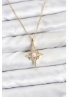 316L Çelik Zincir Gold Renk Kutup Yıldızı Model Zirkon Taşlı Kadın Kolye
