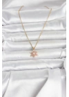 316L Çelik Zincir Gold Renk Pembe Lotus Model Kadın Kolye